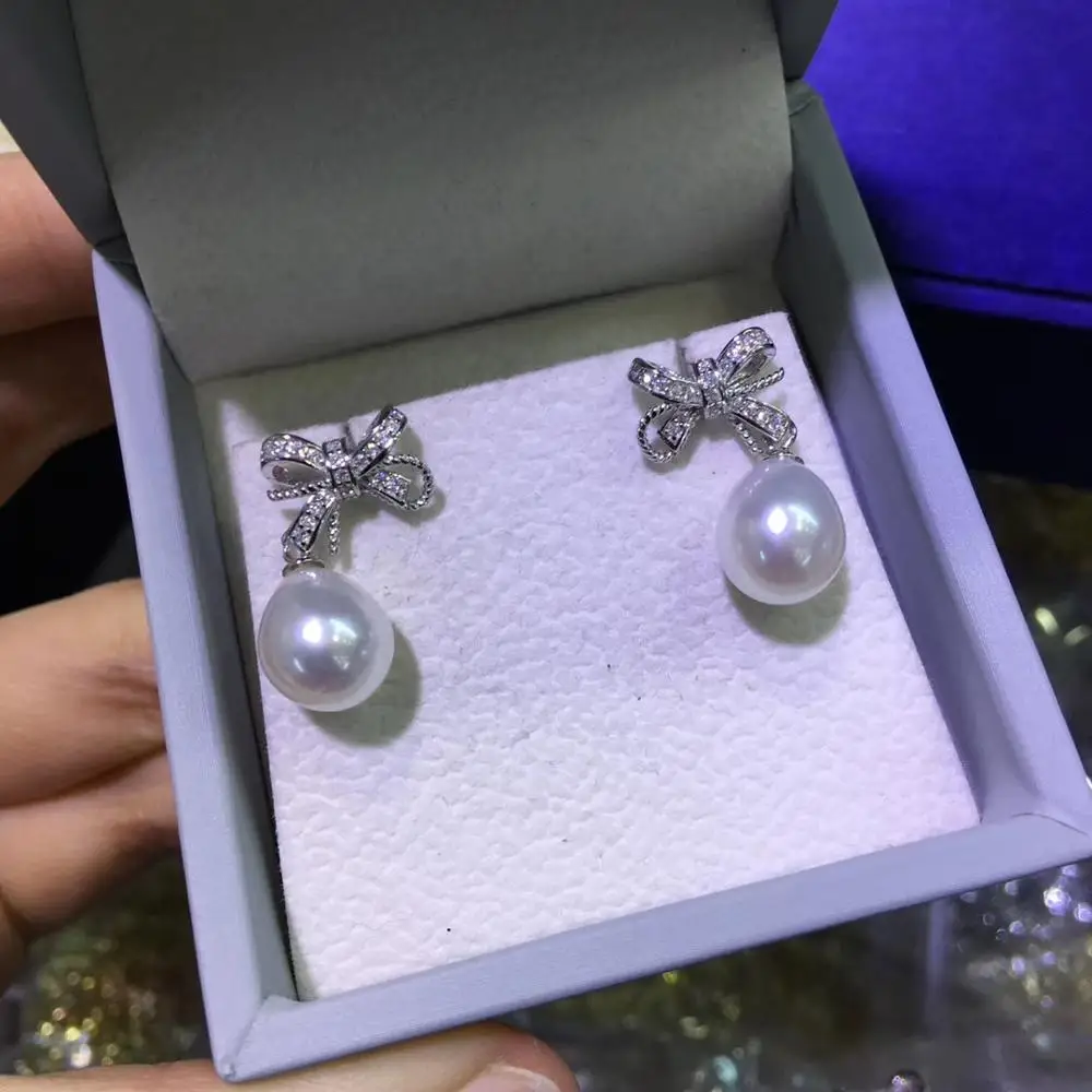 silver-white pearl YIKALAISI, 925 пробы, серебряные ювелирные изделия, жемчужные серьги,, ювелирные изделия из натурального жемчуга, 8-9 мм, серьги-гвоздики для женщин - Цвет камня: silver-white pearl