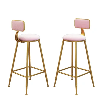 

Northern Europe Light Luxurious Bar Chair Bar Stool Bring Backrest Wrought Iron Stool bar chair commercial furniture