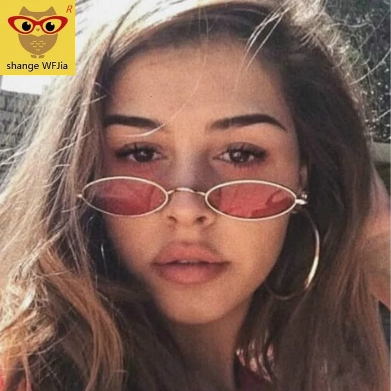 

2019 small oval sunglasses for men male retro metal frame yellow red vintage small round sun glasses for women