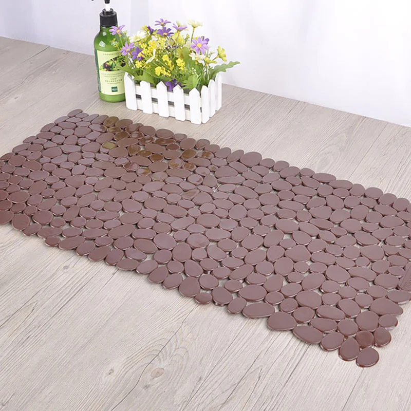 

70x36cm/88x40cm New Non-slip Bathroom Mat Cobblestone PVC Floor Rugs Shower Cushion Cups Safety Bath Mat Stone Kitchen Carpet