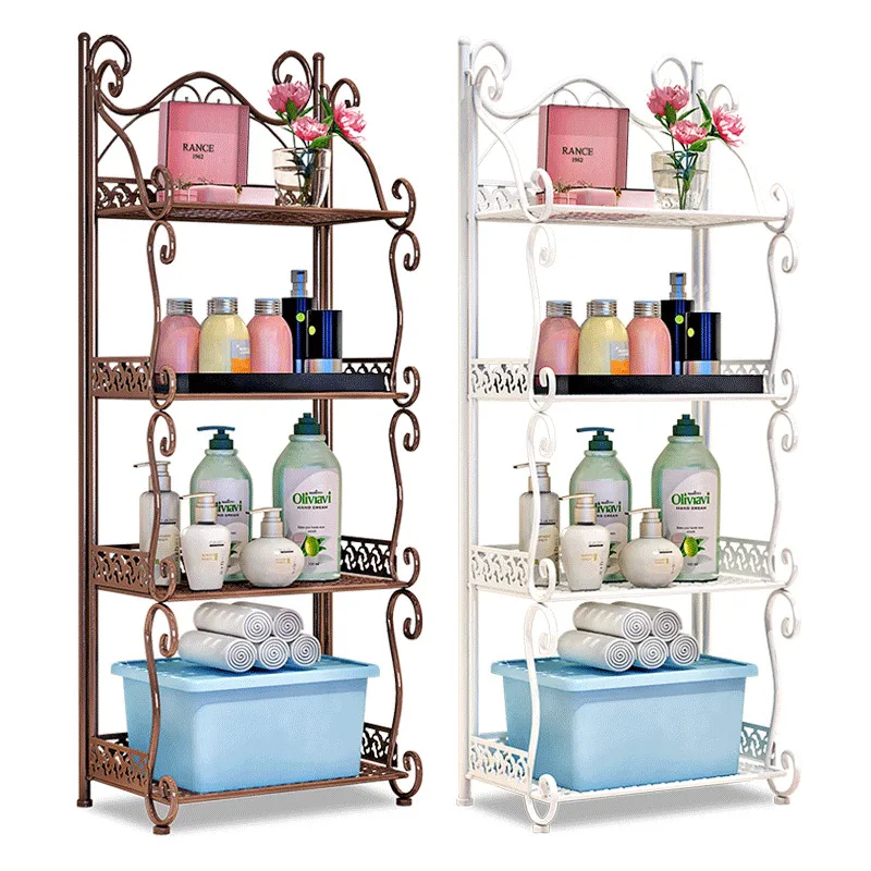 

Bathroom shelf floor-standing toilet bathroom wrought iron multi-layer shelf bedroom kitchen balcony storage shelf