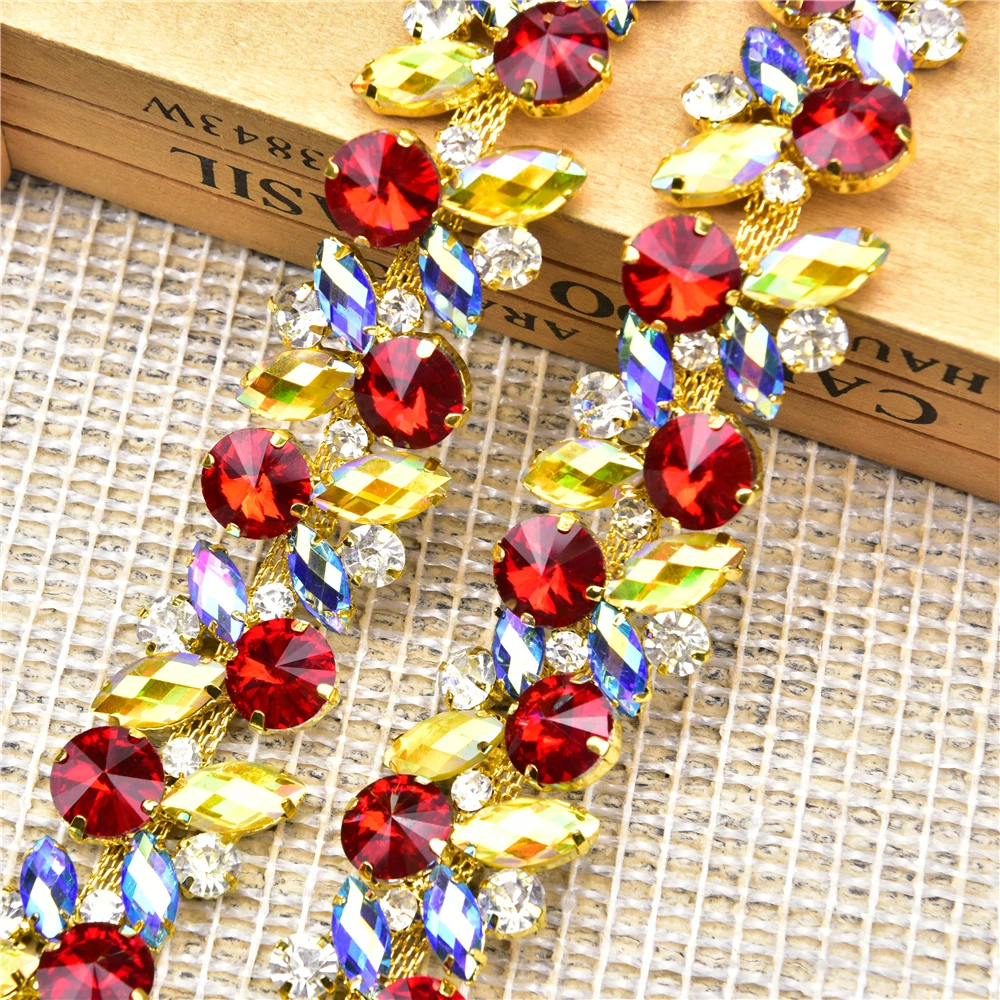 Catena Di Cristalli Strass 100cm - Passamaneria Decorativa Per Vestiti, Scarpe E Accessori Fai Da Te