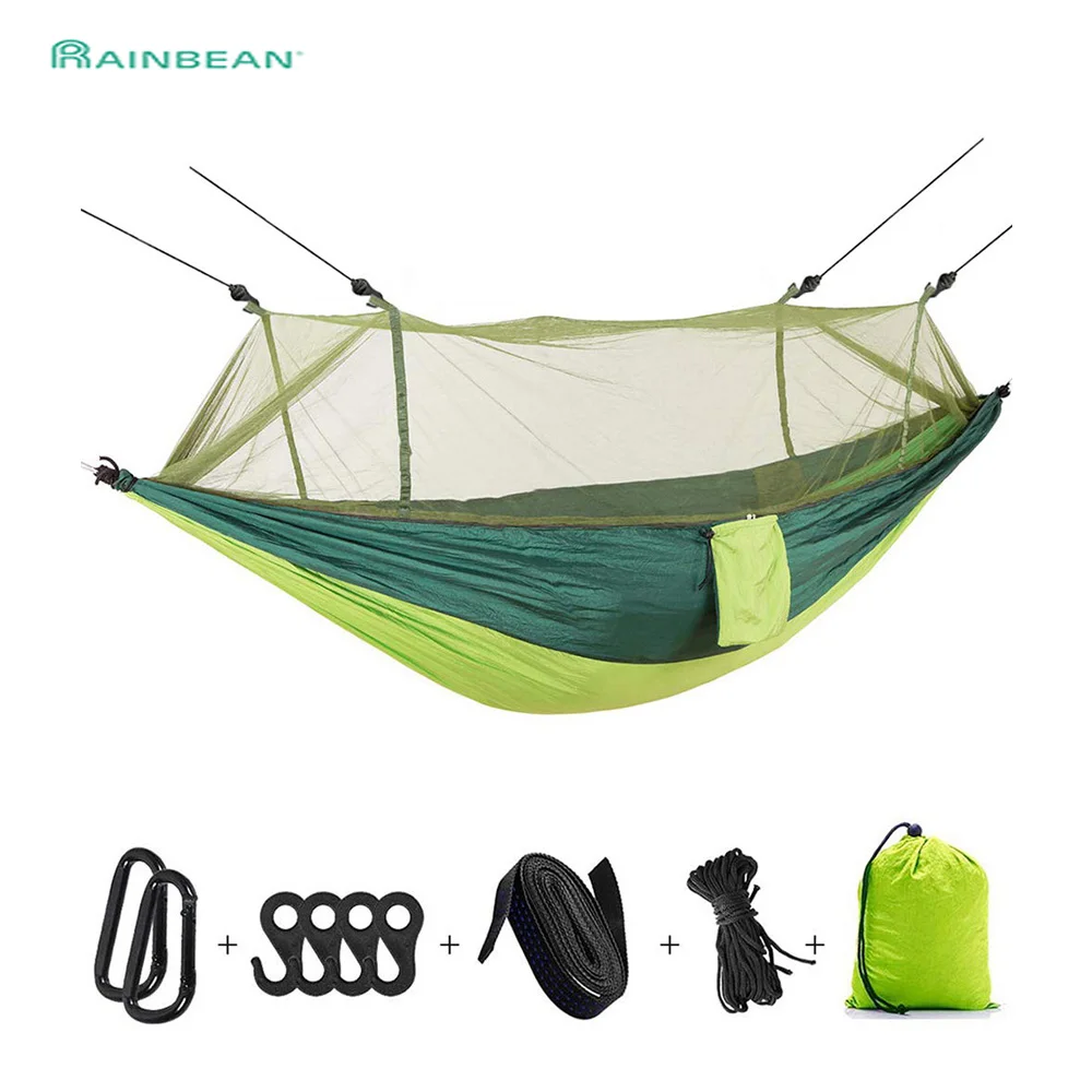 

1-2 Person Portable Outdoor Camping Hammock with Mosquito Net Ultralight High Strength Parachute Sleeping Swing 250X140CM
