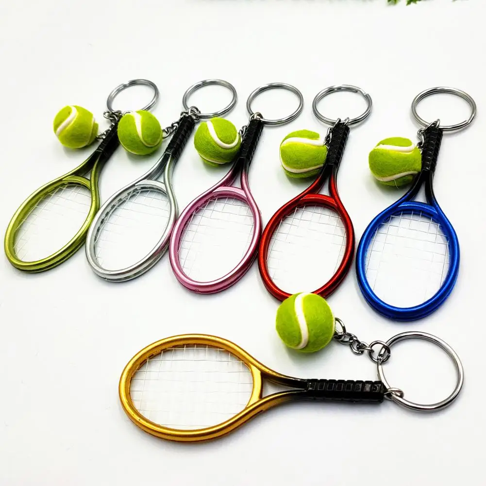 Tennis Keychain Simulation Mini Tennis Racket Ball Keychain Pendant Bag Key Ring Accessories Key Accessory Shaped Pendant