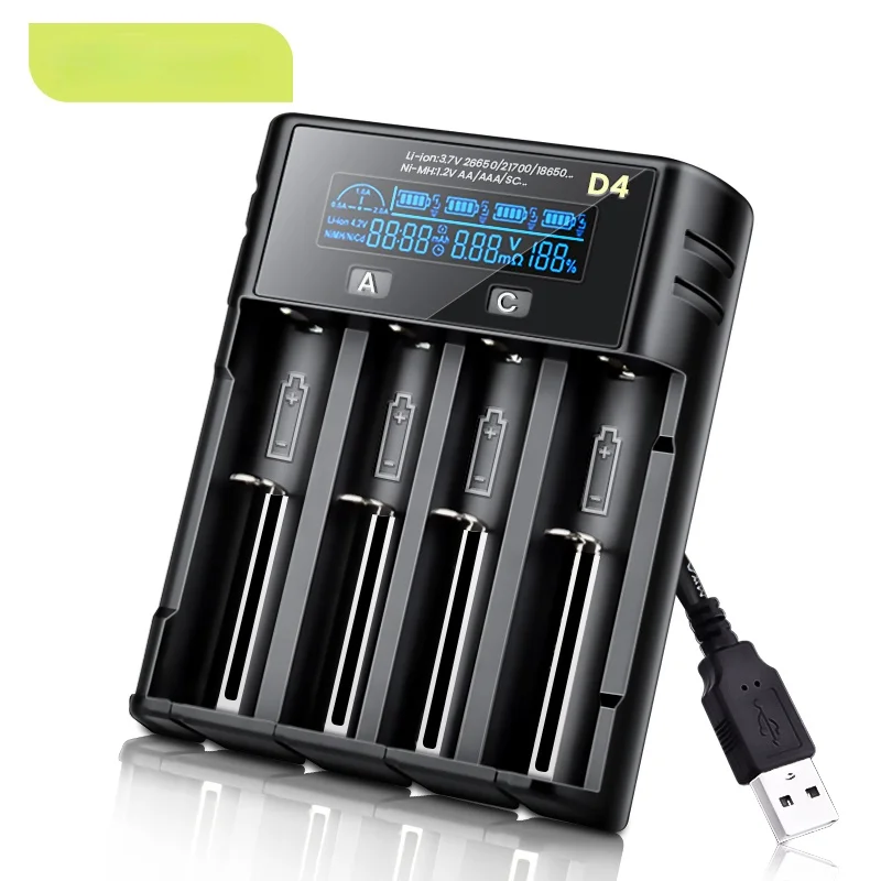 Cargador de batería 18650, cargador de batería recargable para pilas AAA, de iones de litio, 4 y ranuras|Cargadores| - AliExpress