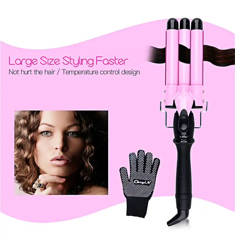 110v 240v 25 22 32mm Ceramic Triple Barrel Hair Curling Iron Magic