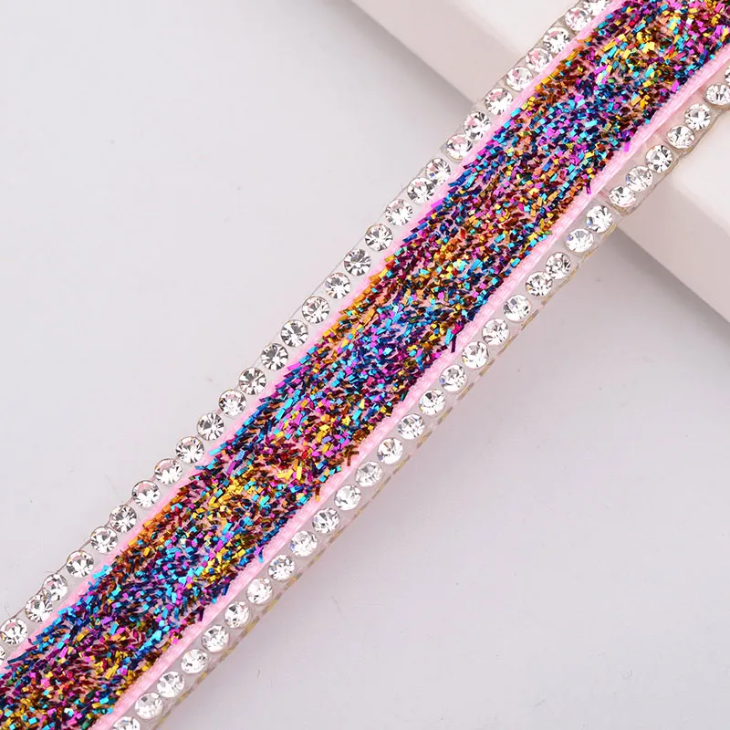 Color Ribbon JUNAO 5Yard* 15 мм Радужная цветная Горячая фиксация лента из стразов отделка Стекло Хрустальная лента с камнями железные Стразы Лента аппликация Одежда ремесла - Цвет: Color Ribbon