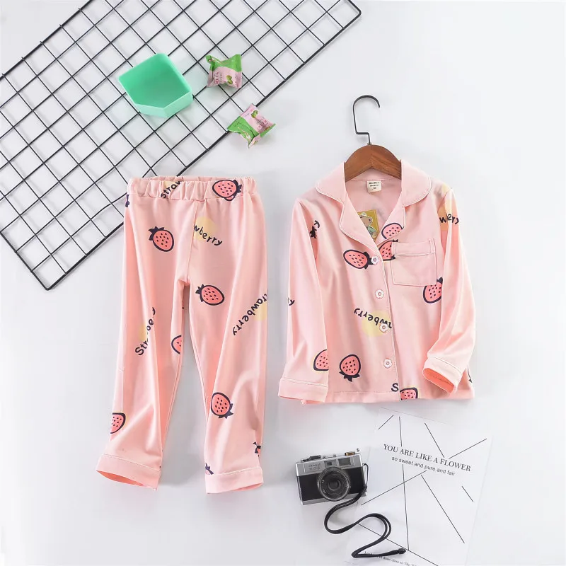Комплект домашней одежды из чистого хлопка в Корейском стиле для девочек; стильный комплект одежды для сна для мальчиков; летняя дышащая одежда; детская одежда