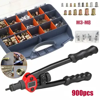 

Hand Threaded Rivet Nuts Guns with nuts 605 606 Double Insert Manual Riveter Riveting Rivnut Tool for M3/M4/M5/M6/M8/M10/M12 Nut