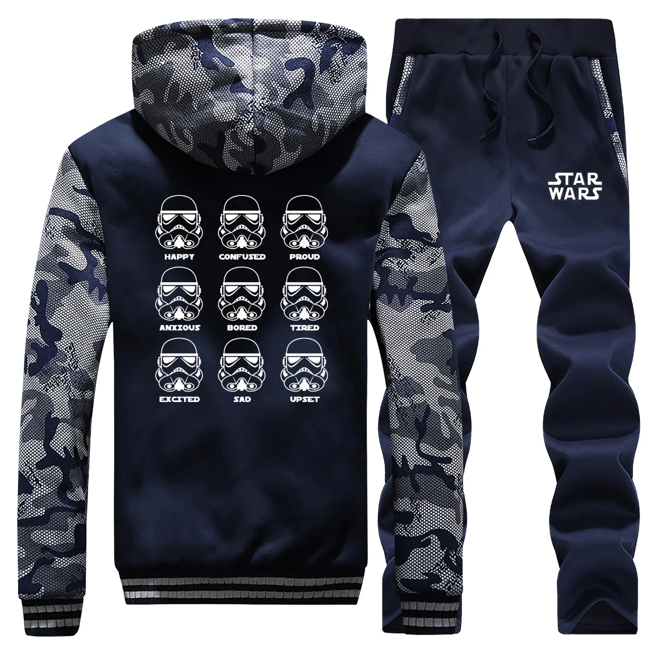 Seller Star Wars Winter Men Hoodie Sweatshirts+Trousers Suit Hip Hop Funny Print Hoodies Mens Jacket+Pants 2 Piece Sets Warm Coat Sets