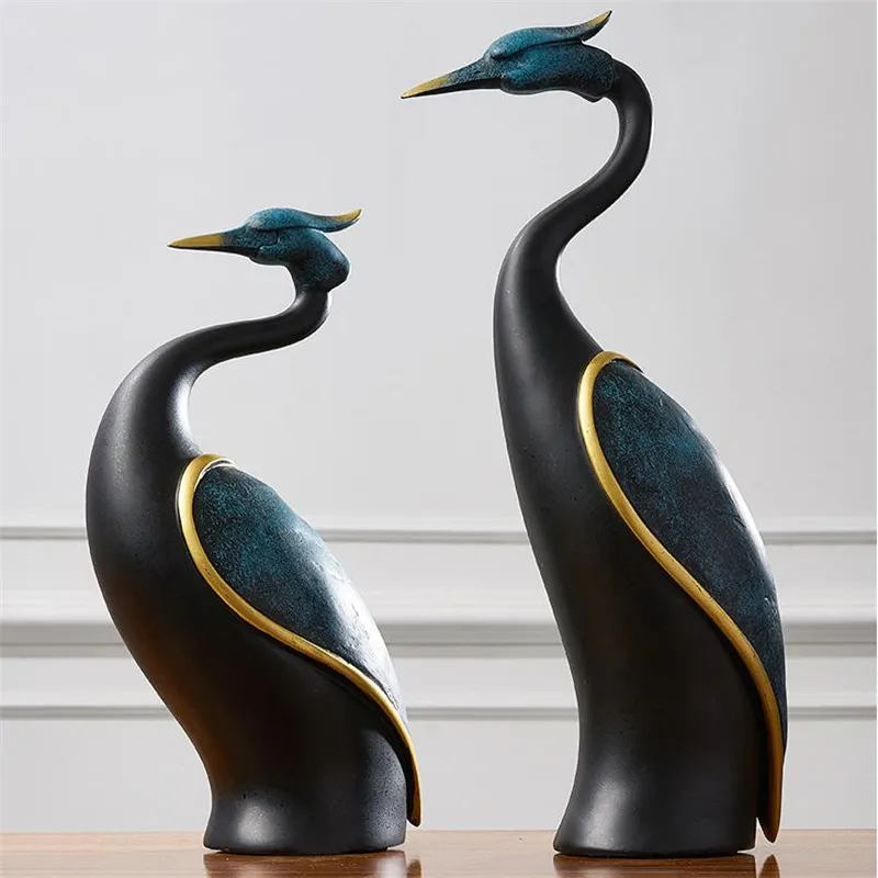 [HHT] Creative Resin Crafts Fairy Crane Desktop Ornaments Living Room Wine TV Cabinet Porch Entrance Home Decoration Accessories | Дом и сад