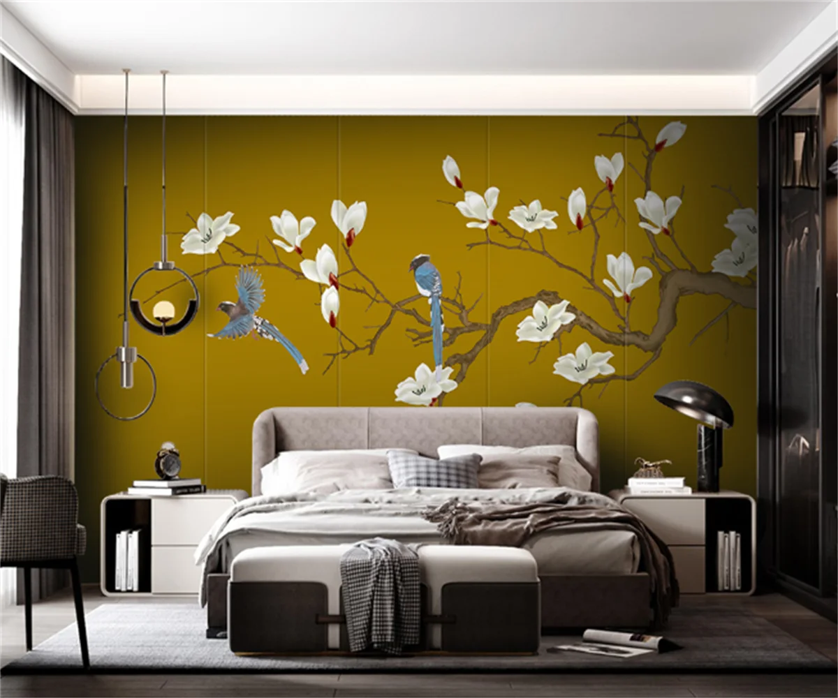 Optimaal fles Van God Europese Stijl Mooie En Elegante Magnolia Vogel Woonkamer Sofa Slaapkamer  Achtergrond Muurschildering Foto Behang Parede Papier|Behang| - AliExpress