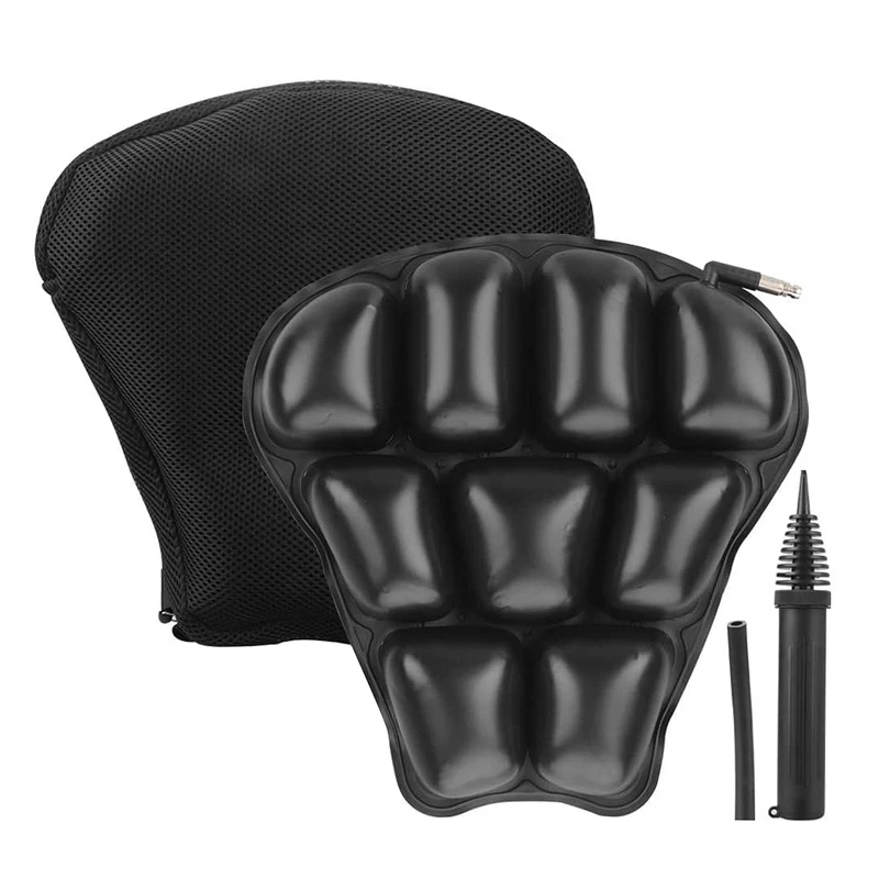 Universal Motorcycle Inflatable Seat Cushion Pressure Relief Ride Pad for Cruiser Touring Saddles 2Pc |