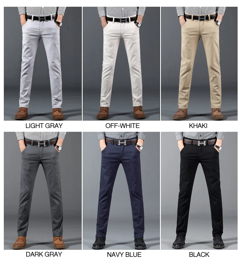 6 цветов, повседневные мужские брюки, весна, новинка, бизнес стиль, модные, повседневные эластичные прямые брюки, мужские, брендовые, серые, белые, хаки, темно-синие