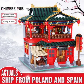 

City Street Chinese Traditional Building MOC Creative Series The Lovely Tavern Set Building Blocks Bricks Kids Toys Chirstmas Gi