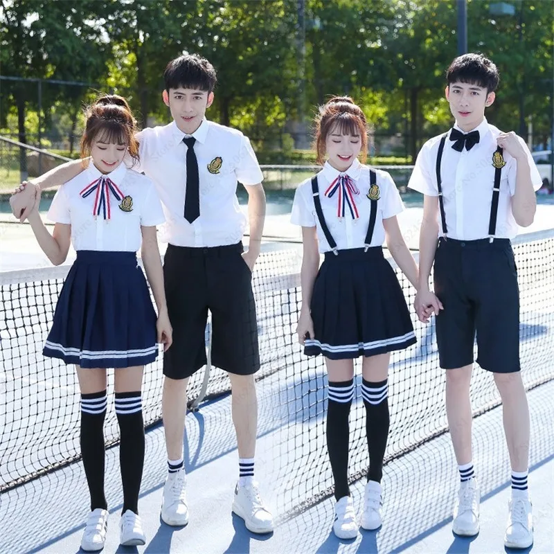 

Japanese High School Uniform Navy Dress College Girl Senior Grade Student Anime Cosplay Costume Tops Pant Skirt Tie Clothing Set