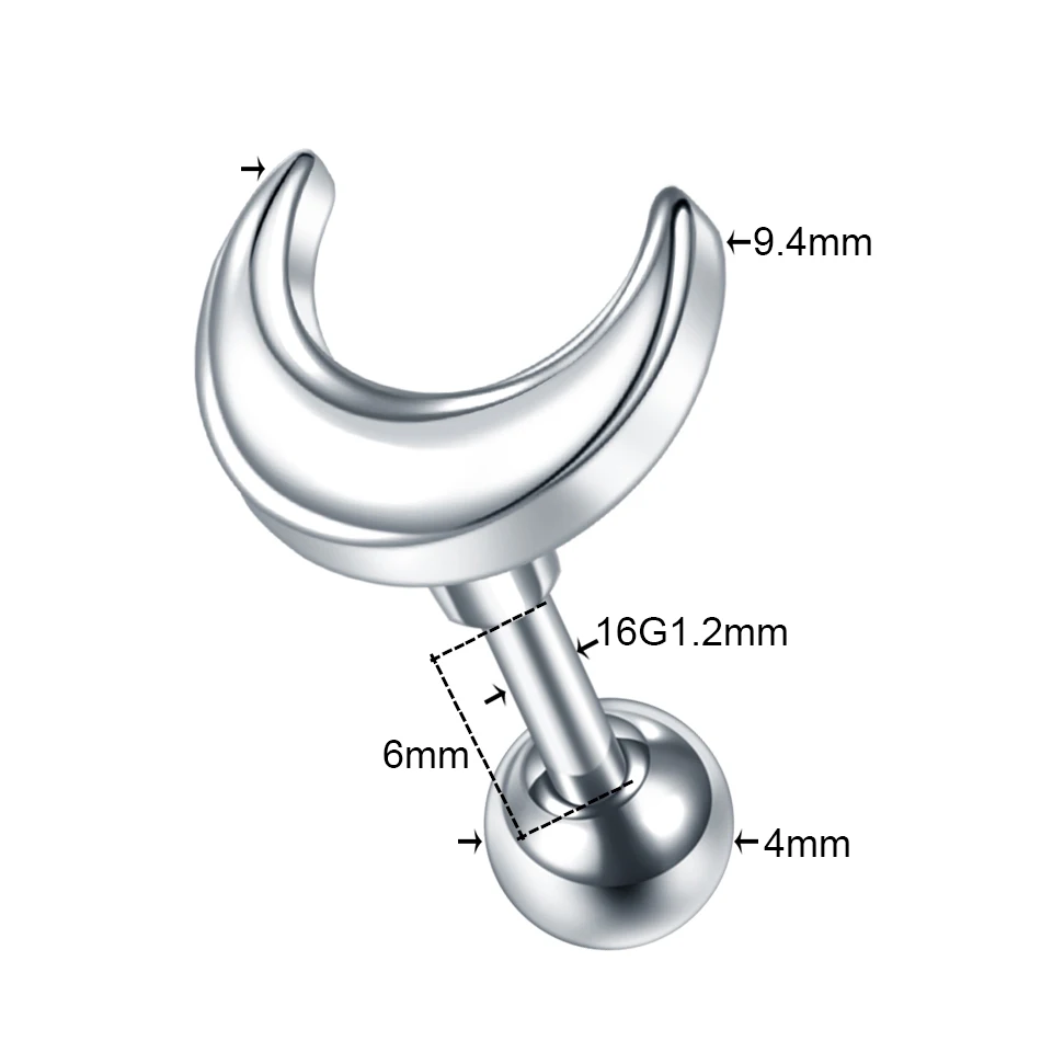 1 шт. 16 г CZ драгоценный камень хряща гвоздики Луна Звезда сердце крест цветок корона спираль трагус пирсинг раковины Грач серьги для пирсинга - Окраска металла: Style3