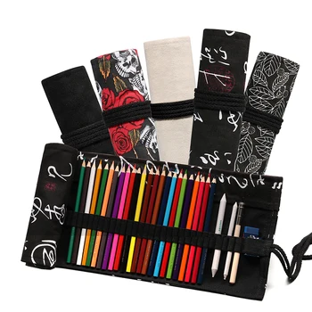 

36/48/72 Pencil Case Large Capacity Colored Canvas Storage Marker PencilCase Bag Holder Pen Case Box Pouch Stationery