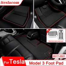 2021 neue Auto Fuß Pad Für Tesla Modell 3 Fußmatten Zubehör Wasserdicht Nicht-Slip Voll Umgeben Teppich Matte model3 2017-2021