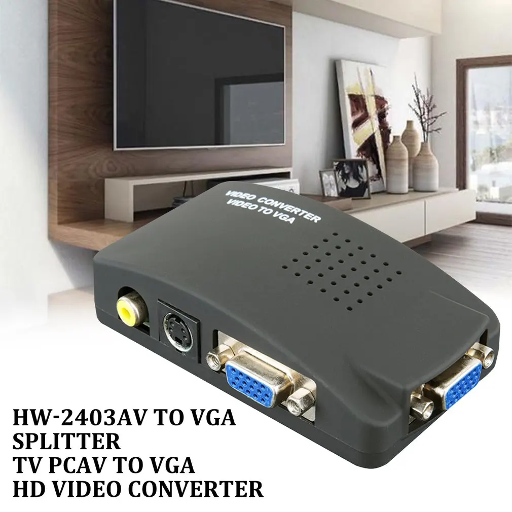 Adaptador de Sinal Caixa de Comutação de Vídeo Composto para Computador Conversor de Vídeo Rca para Ntsc Conversor Portátil pc hd Caixa tv av Pal Vga - Image 2