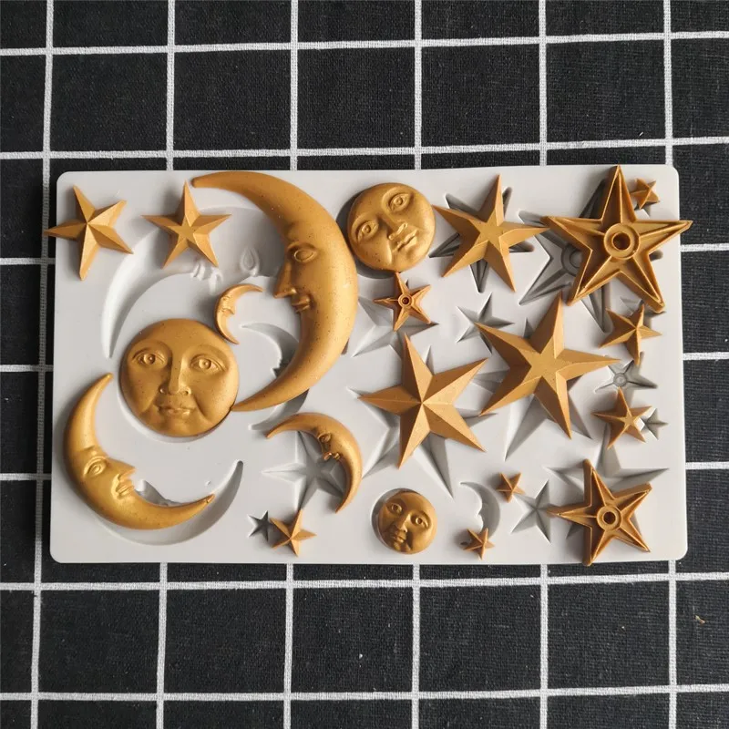 Новая звезда Луна силиконовая форма для помадки шоколадный помадка торт инструмент для декорирования, сделай сам Сахарный цветок аксессуары для выпечки