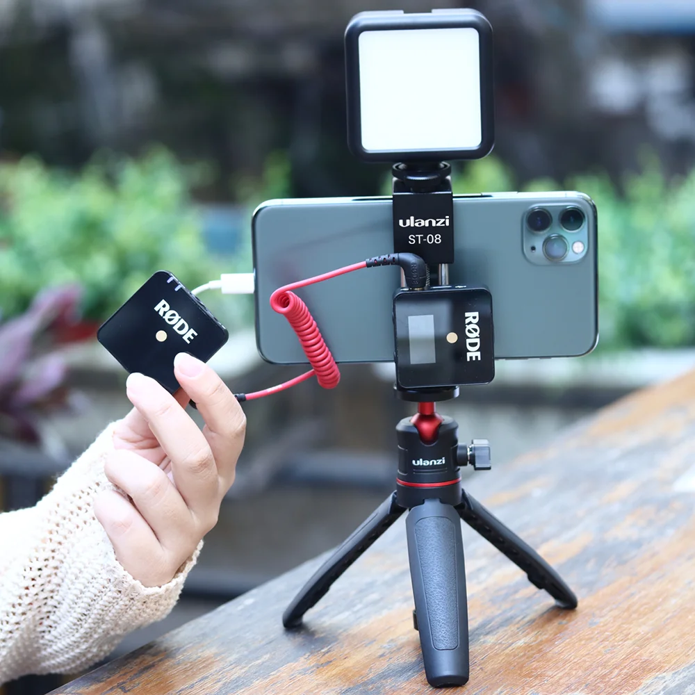Skup Ulanzi ST 08 mikrofon bezprzewodowy uchwyt telefonu dla RODE bezprzewodowy Go z klips do telefonu zimnego buta