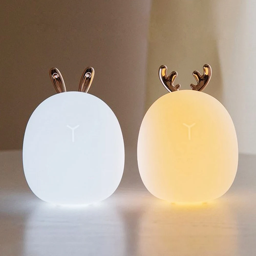  LED Night Light Cute Dimmable Rabbit/Giraffe Shape Silicone LED Cartoon Lamp USB Rechargeable For C - 4000182733460