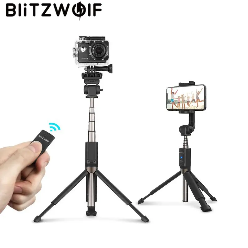 BlitzWolf bluetooth Ручной штатив селфи палка выдвижной монопод для Gopro 5 6 7 1/4 'Спортивная камера для смартфонов huawei