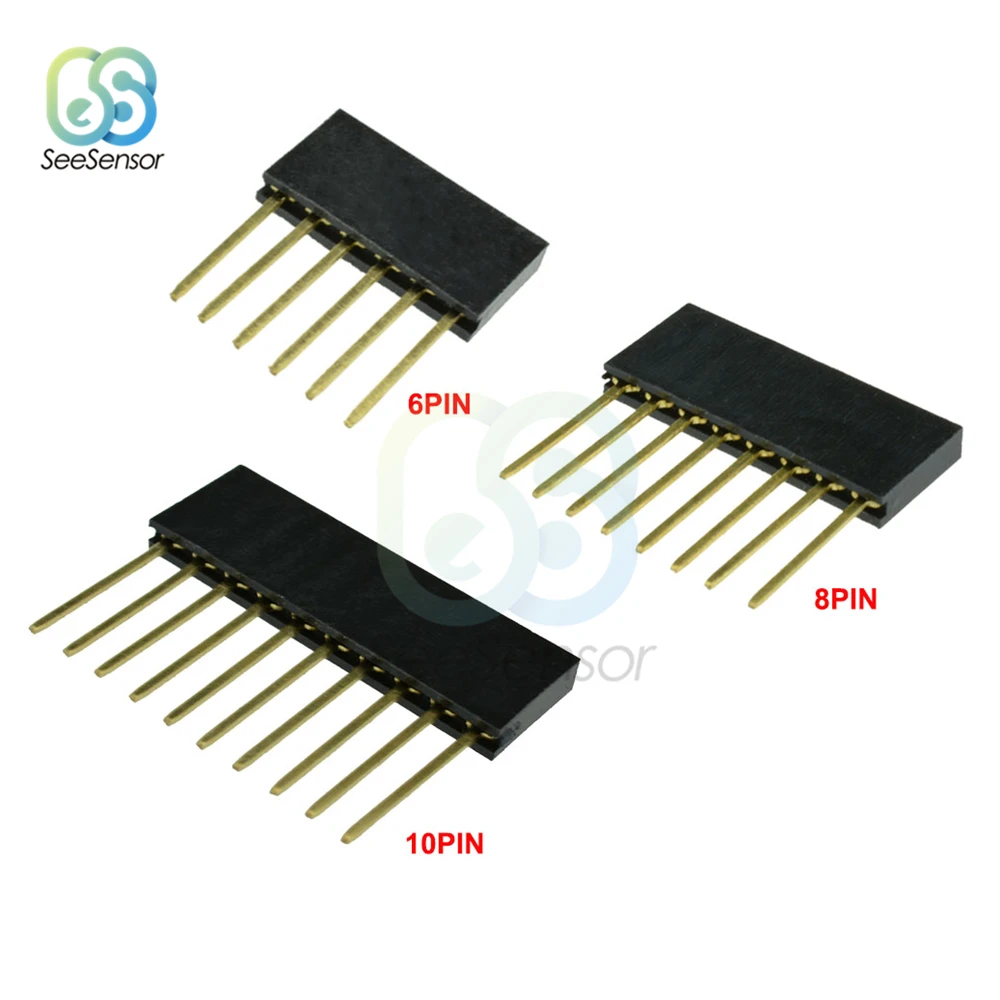 10PCS 6Pin Single Row Header Socket Connector 2.54MM Pitch New