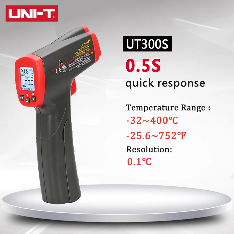 Инфракрасный термометр для измерения температуры пистолет UNI-T UT300S 308H