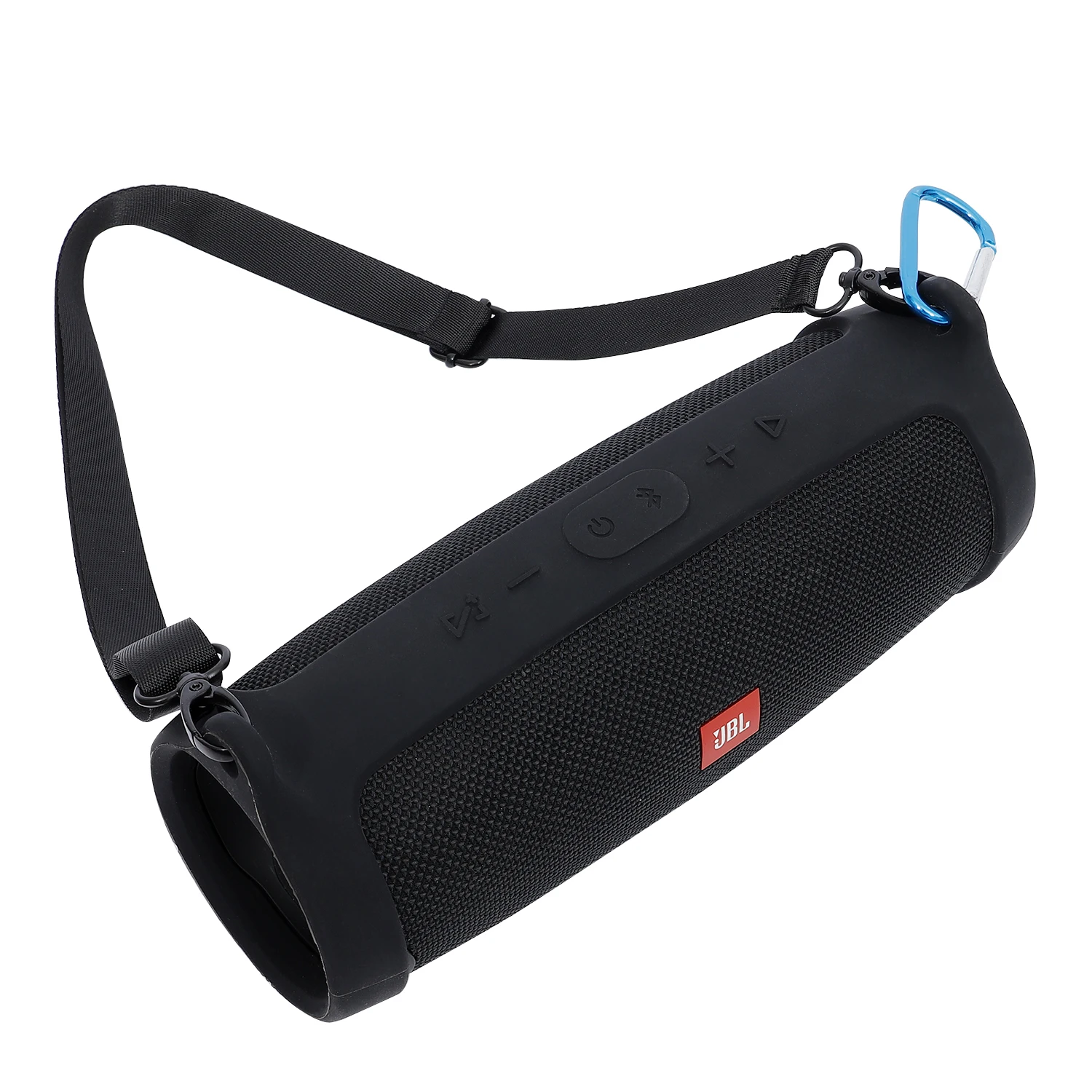 nova capa de silicone pele com alça mosquetão para jbl carga portátil sem fio bluetooth