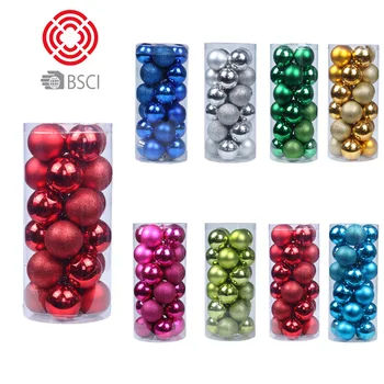 

Twenty-four 5cm/7cm barreled Christmas ball plastic Plated Christmas tree ornaments