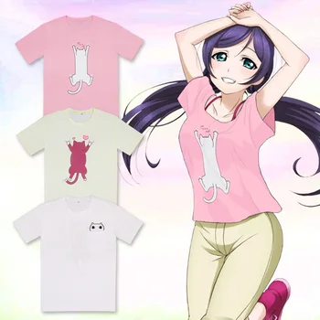

Anime Love Live! Cosplay Costume Nozomi Tojo Yazawa Nico Cute Cat Printed Short Sleeve T-shirt Summer Casual Tops Tee Shirts