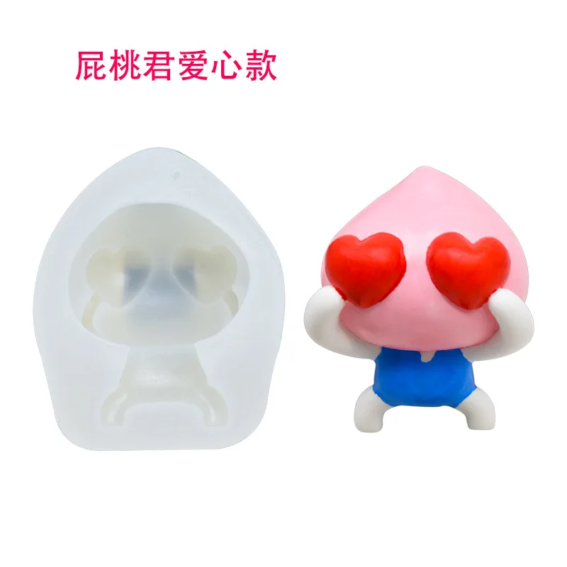 Cartoon Fart Peach Jun Silicone Mould Fragrance Gypsum Candle Mold Handmade Soap Chocolate Fondant DIY Bakery