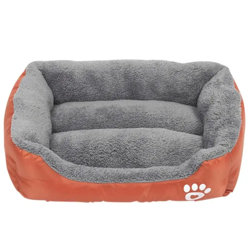Мягкий флисовый плюшевый диван для домашних питомцев, водонепроницаемая подушка для кровати собаки, мягкая флисовая плюшевая подушка для маленьких, средних и больших собак, S-XL - Цвет: Orange