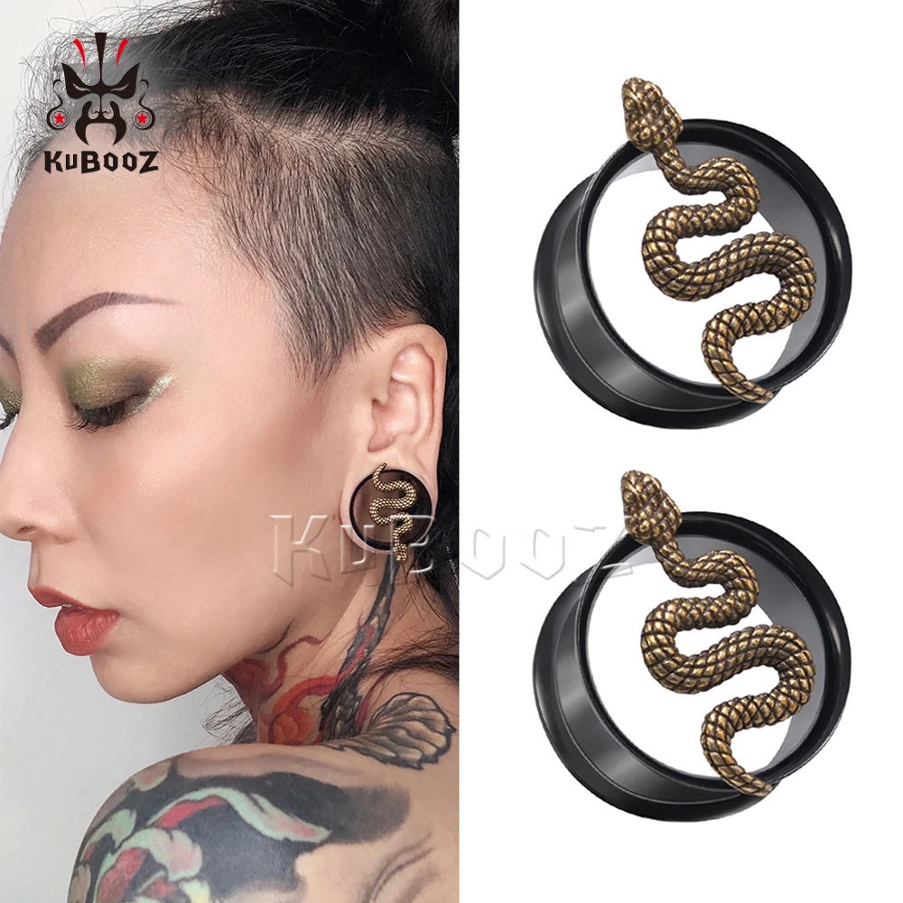 KUBOOZ Vintage Gold-Plated Flower Ear Plugs Tunnels - 0g (8mm) Gauges