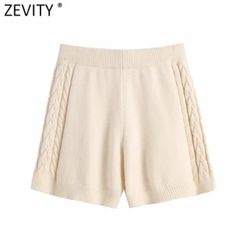 Zevity-pantalones Cortos de tejido de retazos para mujer, ropa de calle, elegantes, informales, ajustados, para negocios, P965