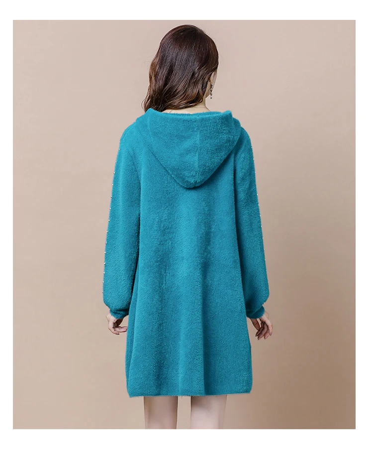 HANZANGL размера плюс M-4XL женское меховое пальто Норковое меховое пальто зимнее Модное теплое шерстяное пальто с капюшоном длинное пальто Одежда для мам