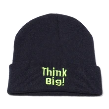 

High Quality Cotton think big Letter Knitted hat Winter warm Beanies For Men Women Fashion Knitted Hats Hip-hop Skullies cap