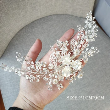 

Luxury Flower Bridal Hair Clips Antique Silver Side Accent Tiara Handmade Wedding Headpiece Party Prom Hair Jewelry