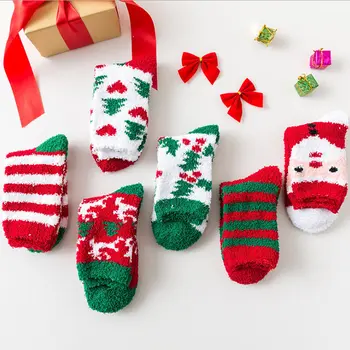 

6 Pairs Thickened Warm Christmas Socks Women Winter Fleece Socks for Home Sleeping Daily NOV99