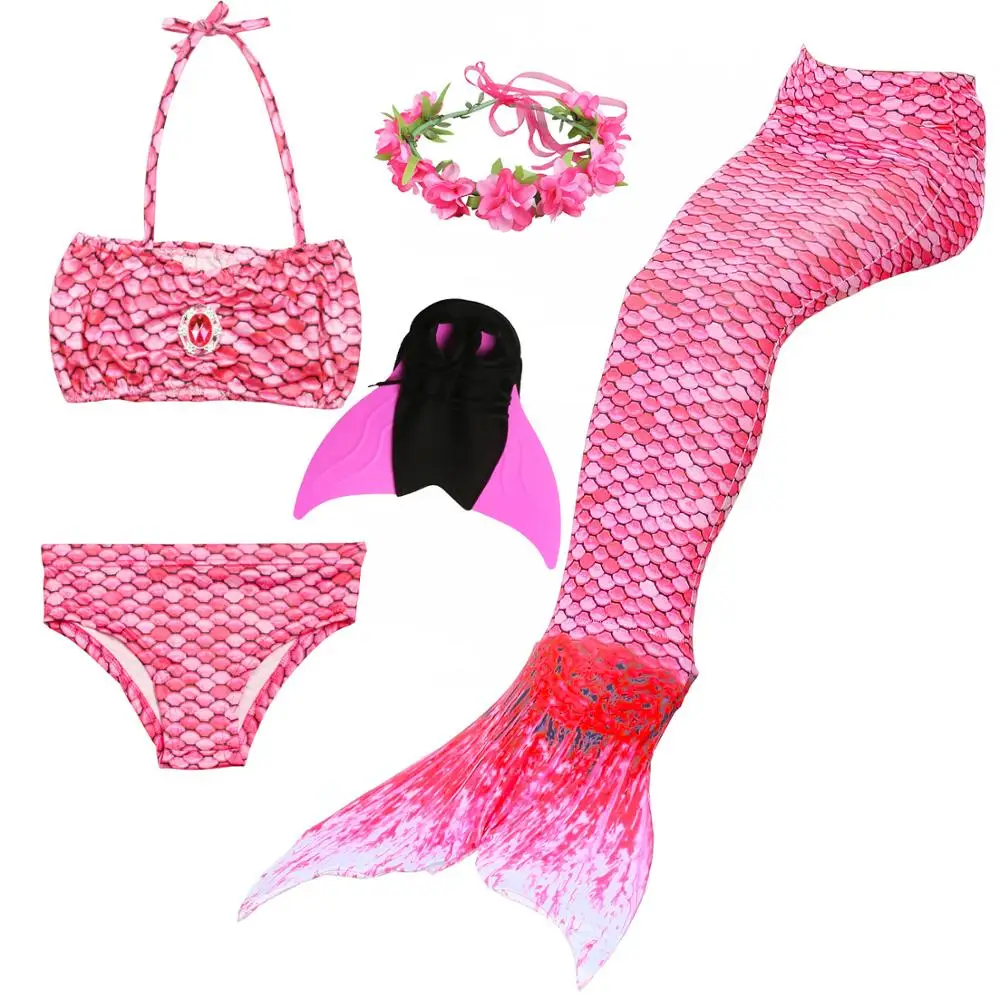 

Classic Style Girls Swimming Mermaid Tail Costume Children Little Mermaid Cosplay Swimsuit for Kids Easy Add Monofin