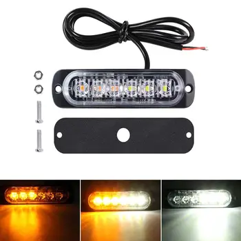 

12pcs Strobe 6 LED Light White Amber Emergency Hazard Flashing Signal Light For Tow Truck