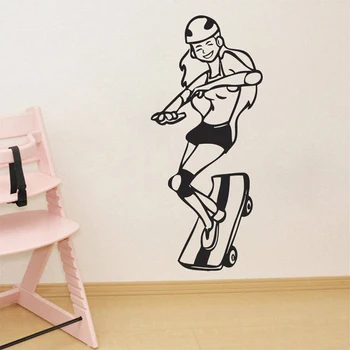 

Skateboard Girl Wall Decal SKATEBOARDER Skate Wall Art Stickers Skateboard Wall Stickers Vinyl Removable Home Room Decor C459