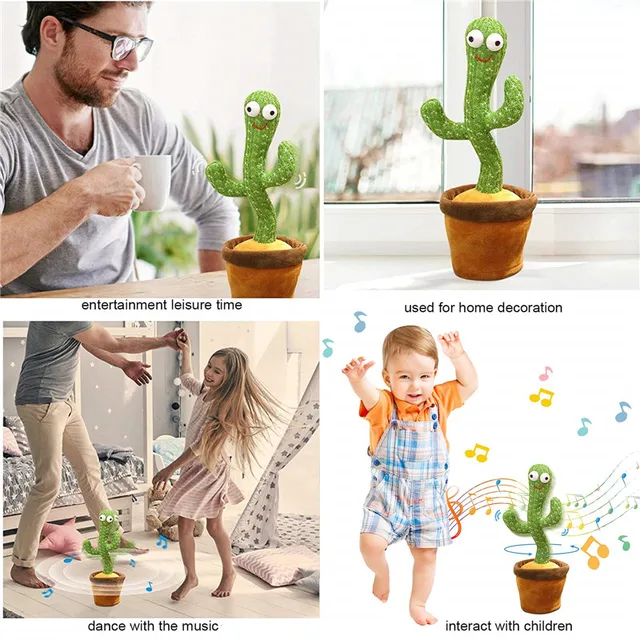 Dancing Cactus Toys Speak Electronic Plush USB Toys Cactus Repeat Singing Doll Twisting Dancer Talking Funny Christmas Gifts 5