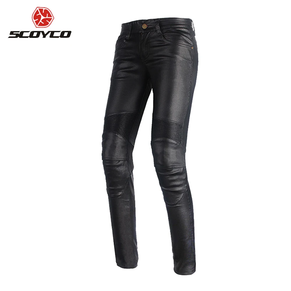 SCOYCO, летние мотоциклетные штаны, тонкие женские штаны для мотокросса, штаны для езды на мотоцикле, мотоциклетные джинсы с протектором - Цвет: Черный
