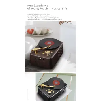 

T12 Phonograph Wireless Bluetooth Speaker Retro Wood Grain Mini Stereo Speaker