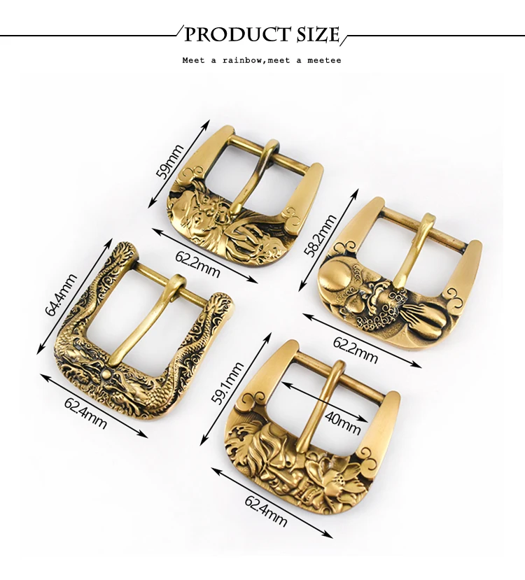 Deepeel 40mm Pure Copper Belt Buckles Head Solid Brass Pin Buckle for 38-39mm Belts Men Leather Craft Metal Jeans Accessories
