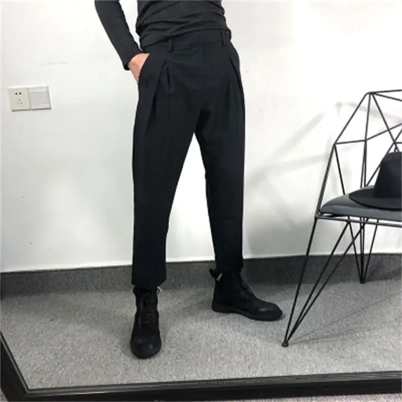 

Мужские брюки Harun на весну и осень, широкие однотонные японские повседневные качественные повседневные свободные брюки большого размера для девяти минут