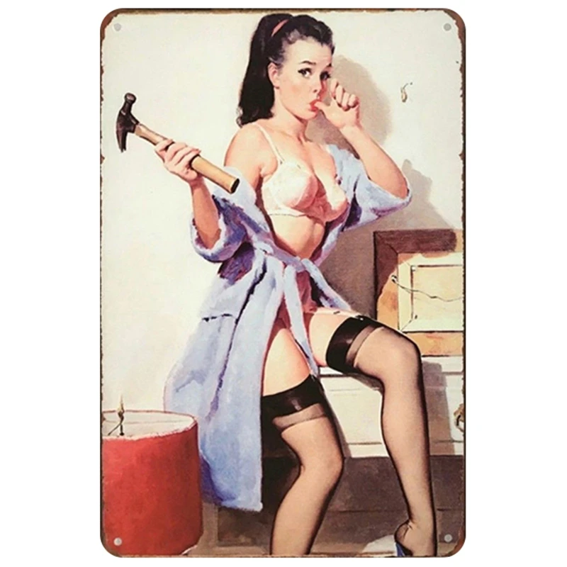 Женская табличка, металлическая винтажная жестяная вывеска, булавка, потертый шик, Декор, винтажные металлические знаки, украшение для бара, металлический плакат для паба, металлическая пластина - Цвет: 2